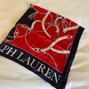 Ralph Lauren Angelina Red and Black Equestrian Silk Scarf